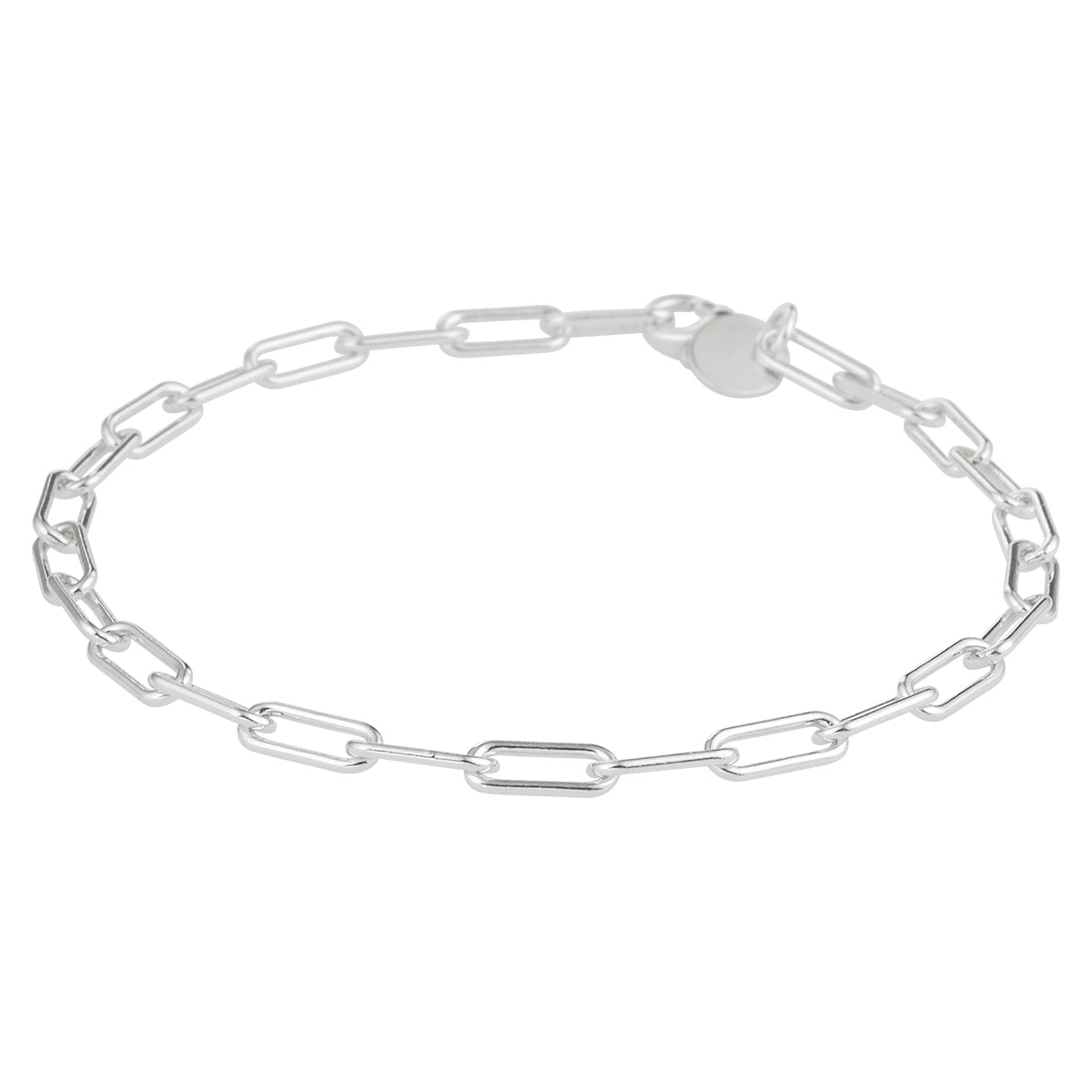 vDam Armband Paperclip Ronde Buis 3,5 Mm Zilver Gerhodineerd 1333100