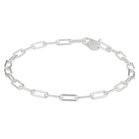 vDam Armband Paperclip Ronde Buis 3,5 Mm Zilver Gerhodineerd 1333100