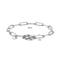 vDam Armband Paperclip Ronde Buis 5,0 Mm 18,5 Cm Met Groot Springslot Zilver Gerhodineerd 1334899  18.5cm