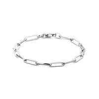 vDam Armband Paperclip Vierkante Buis 5,0 Mm 19 Cm Zilver Gerhodineerd 1330167