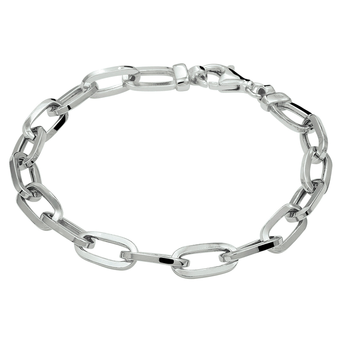 vDam Armband Paperclip Vierkante Buis 6,5 Mm 19 Cm Zilver Gerhodineerd 1332400