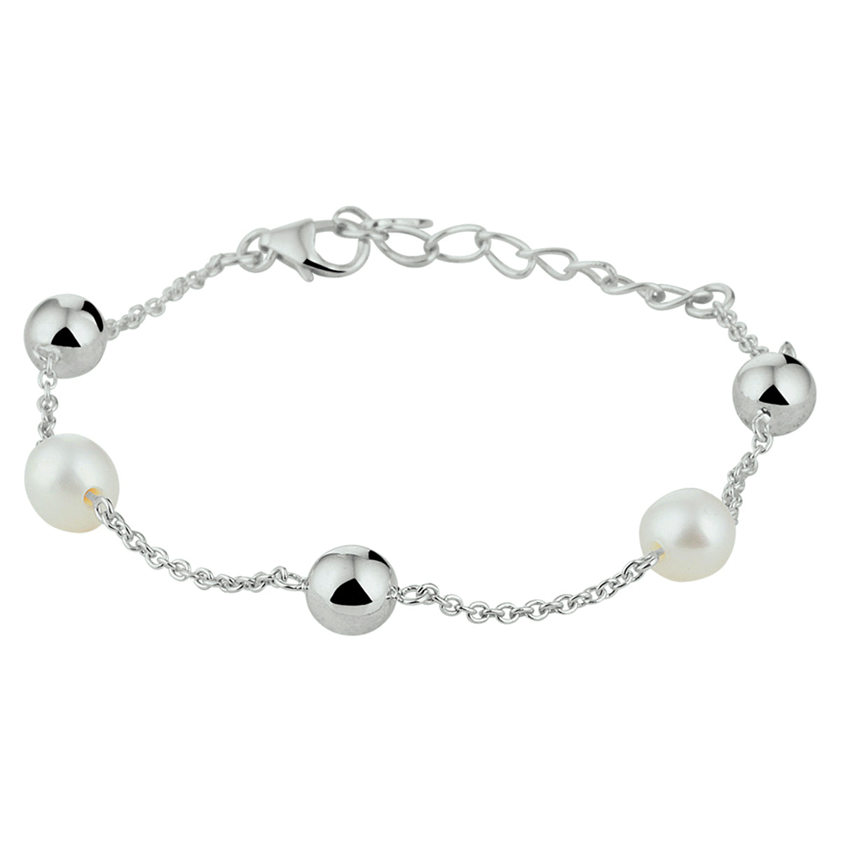 vDam Armband Parel 16 + 3 Cm Zilver Gerhodineerd 1329301