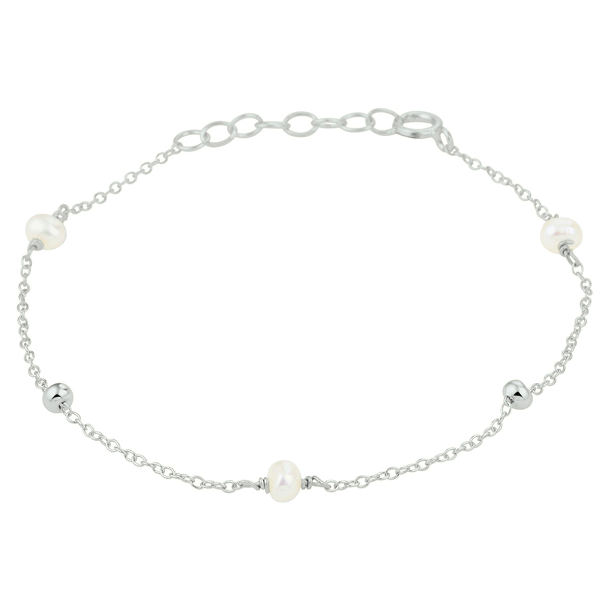 vDam Armband Parel 16,5 + 2 Cm Zilver Gerhodineerd 1332315