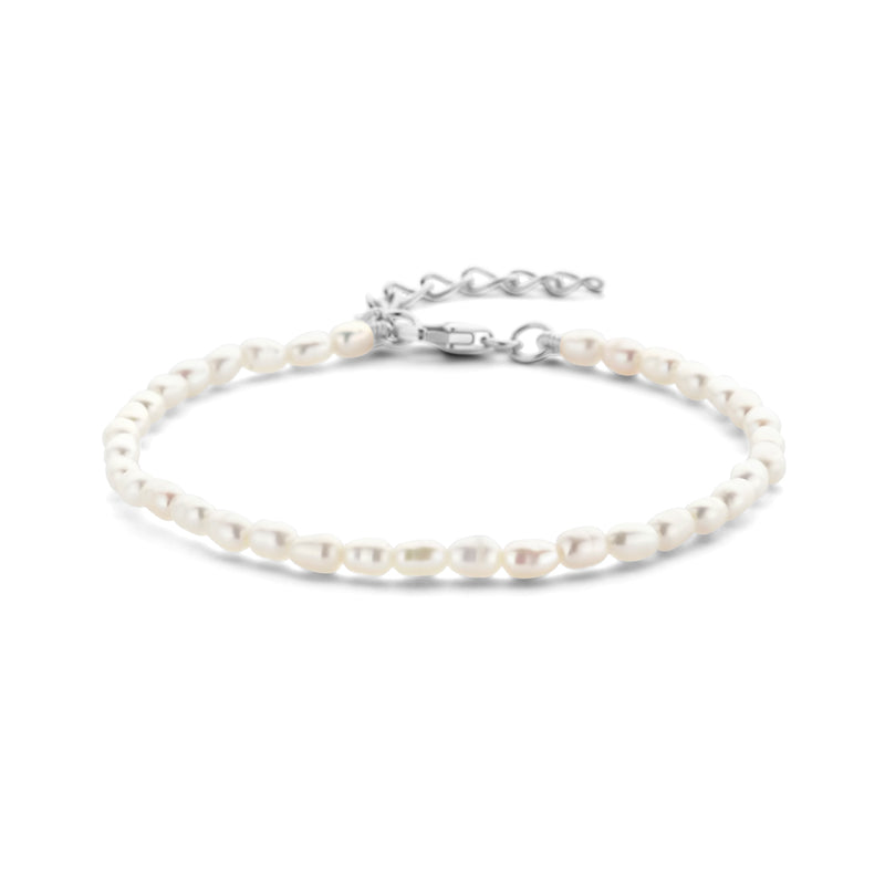 vDam Armband Parel 3,2 Mm 16 + 3 Cm Zilver Gerhodineerd 1336015