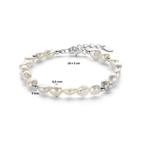 vDam Armband Parel Barok 16cm + 3 Cm Zilver Gerhodineerd 1336933  16cm