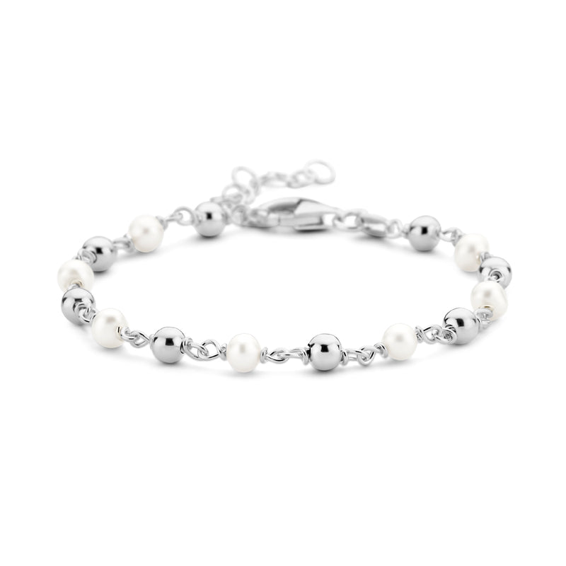 vDam Armband Parel En Bolletjes 16 + 3 Cm Zilver Gerhodineerd 1336155