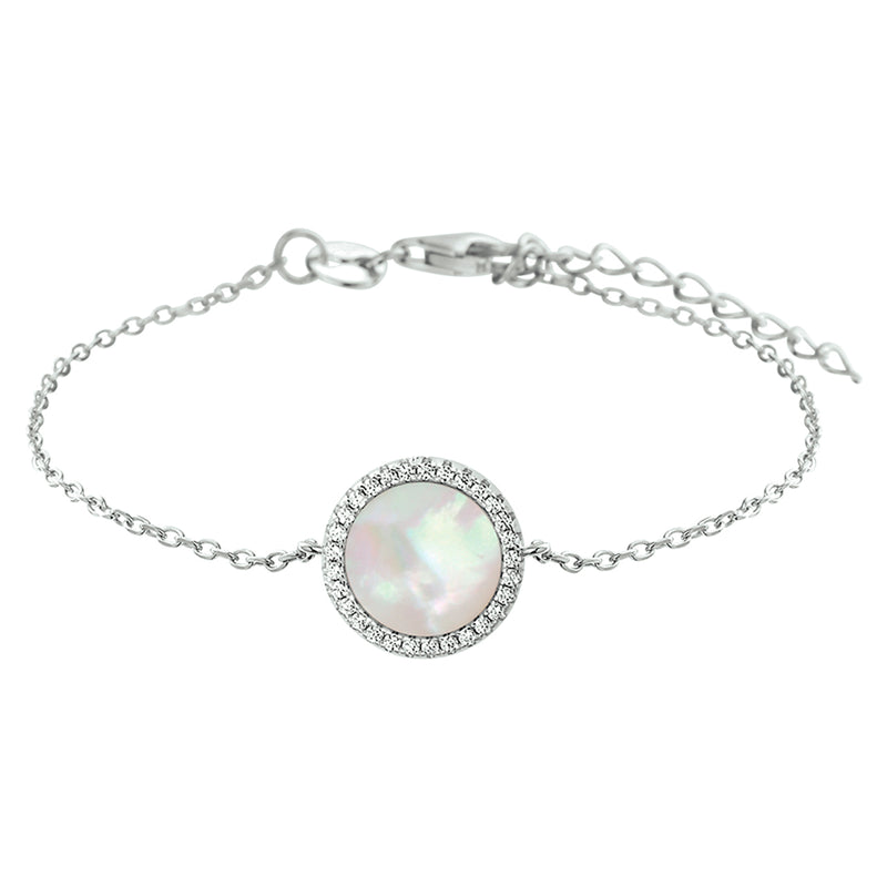 vDam Armband Parelmoer En Zirkonia 16,5 + 3 Cm Zilver Gerhodineerd 1325230