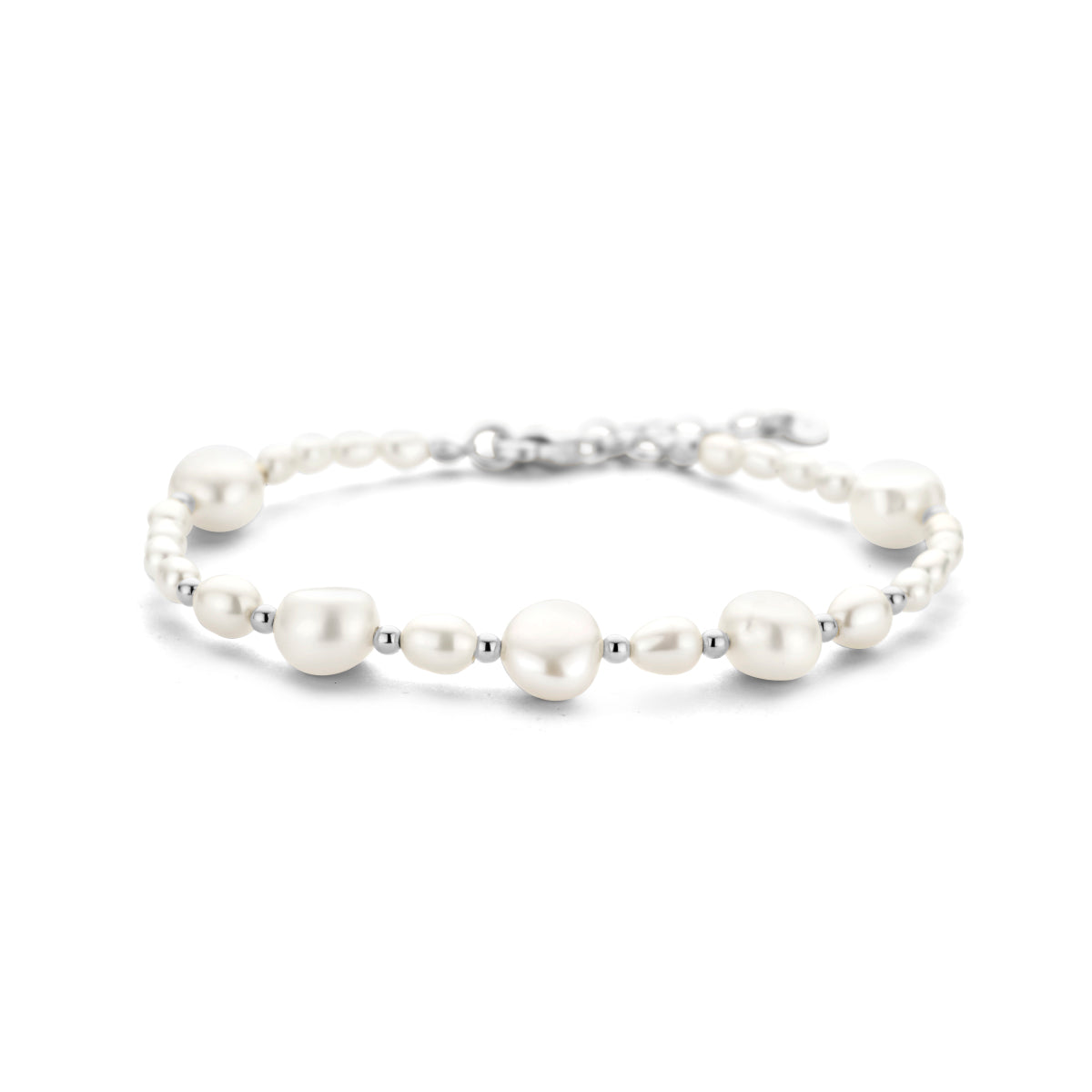 vDam Armband Parels 7,5 Mm 16 + 3 Cm Zilver Gerhodineerd 1336510