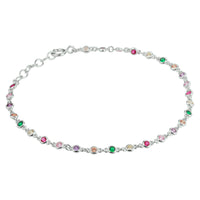 vDam Armband Regenboog Zirkonia 16,5 + 2 Cm Zilver Gerhodineerd 1332318