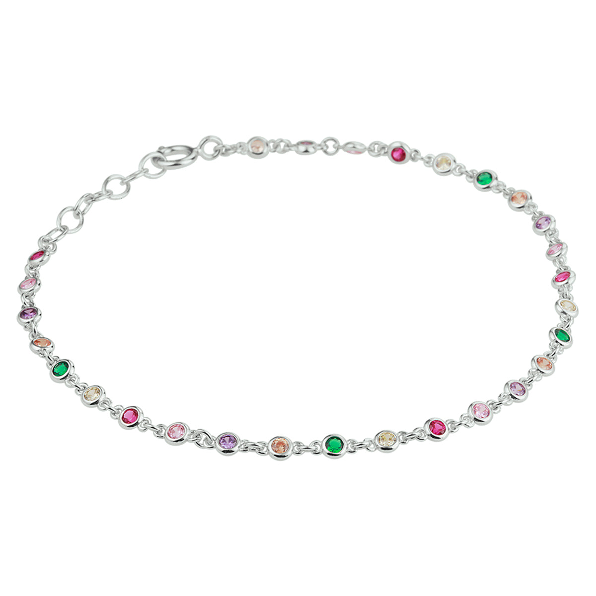 vDam Armband Regenboog Zirkonia 16,5 + 2 Cm Zilver Gerhodineerd 1332318