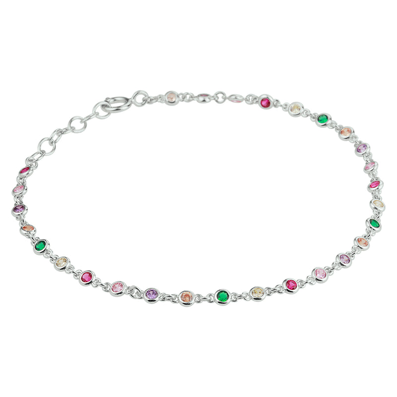 vDam Armband Regenboog Zirkonia 16,5 + 2 Cm Zilver Gerhodineerd 1332318