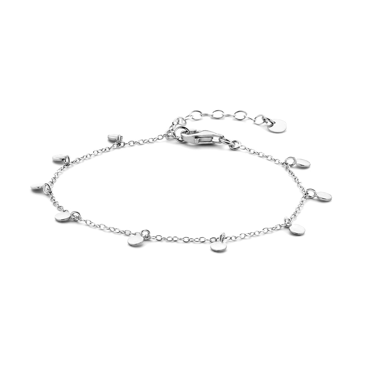 vDam Armband Rondjes 16 + 3 Cm Zilver Gerhodineerd 1334309