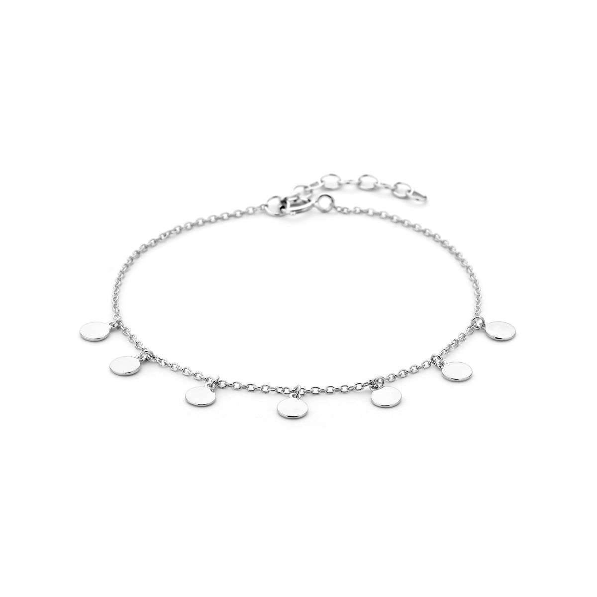 vDam Armband Rondjes 16,5 + 2,5 Cm Zilver Gerhodineerd 1327850