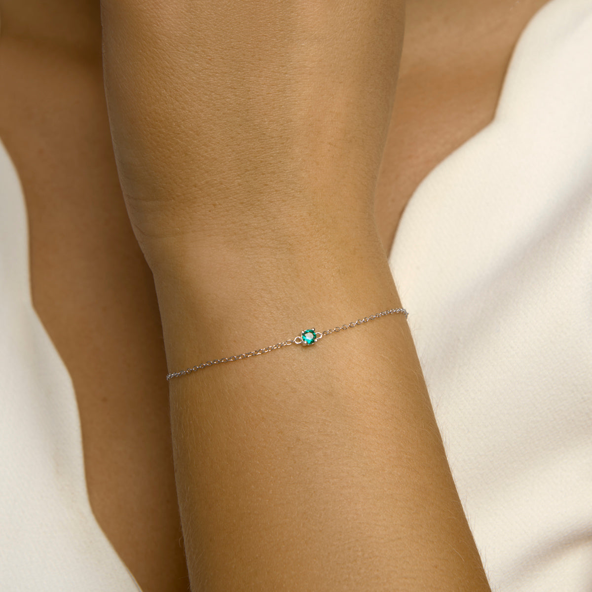 vDam Armband Synth Nano Groen 15,5 - 17 - 18,5 Cm Zilver Gerhodineerd 1333397  15.5cm