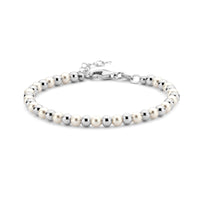 vDam Armband Synth Parel En Bolletjes 16 + 3 Cm Zilver Gerhodineerd 1336161