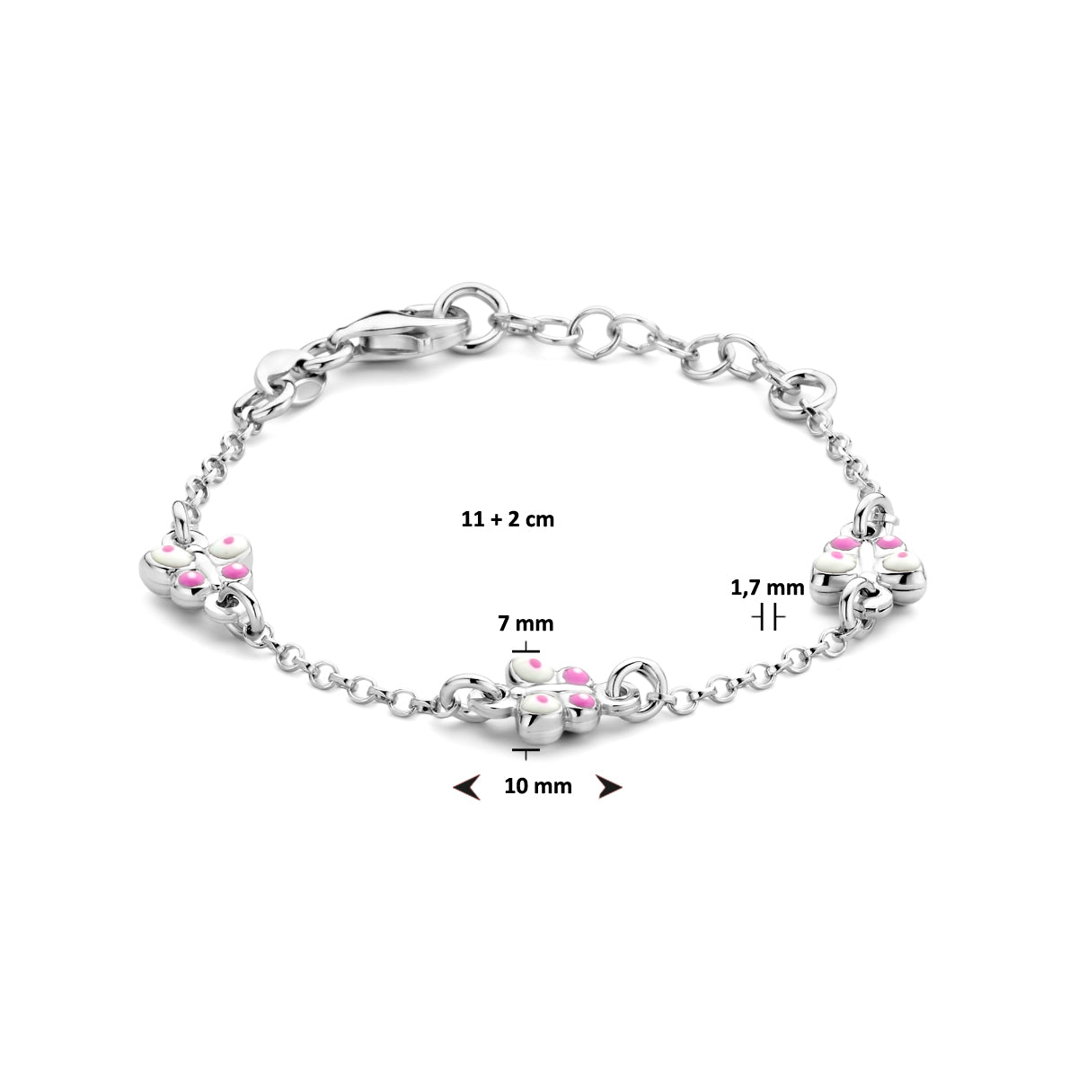 vDam Armband Vlinders 11cm + 2 Cm Zilver Gerhodineerd 1336390  11cm