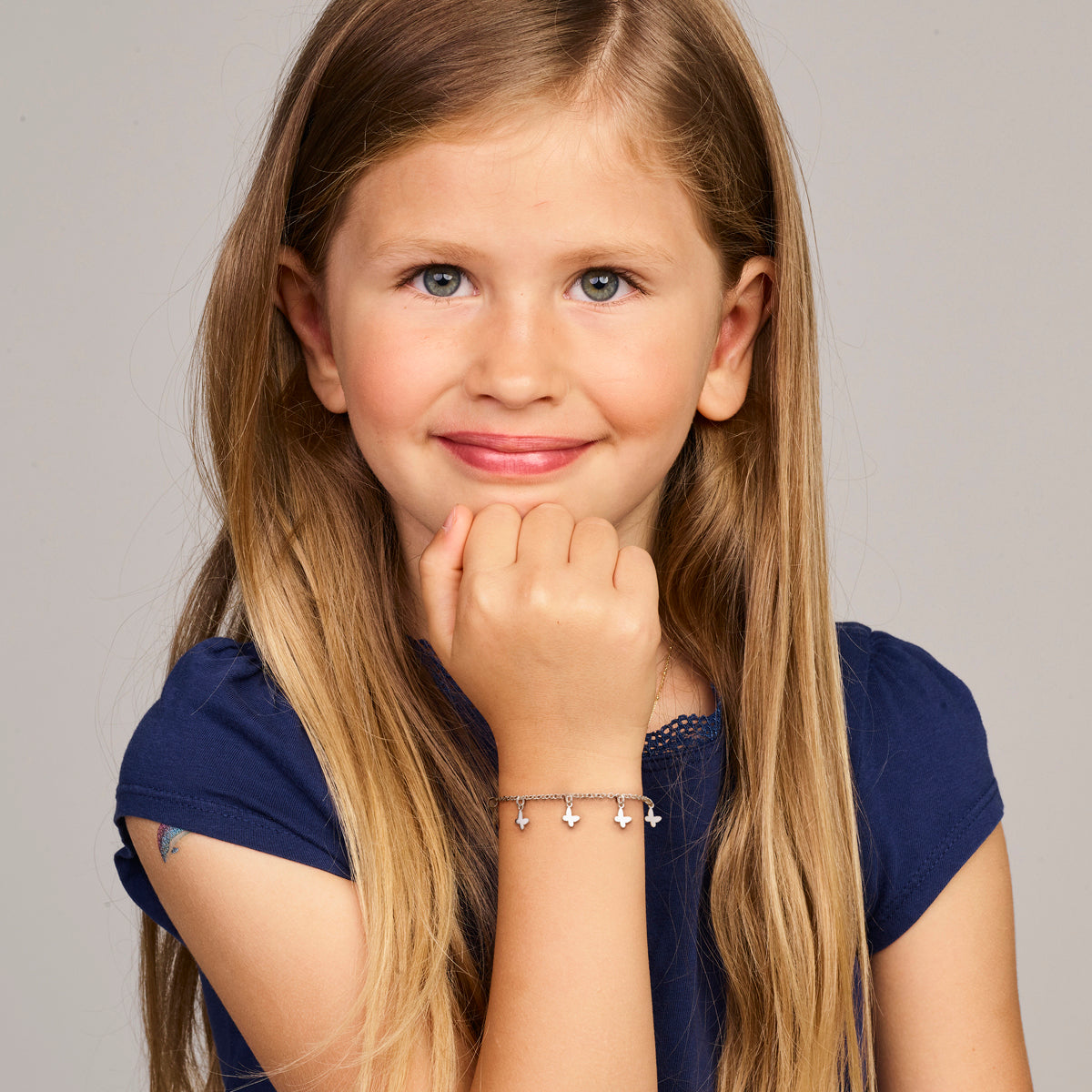 vDam Armband Vlinders 13cm + 3 Cm Zilver Gerhodineerd 13cm38762  13cm