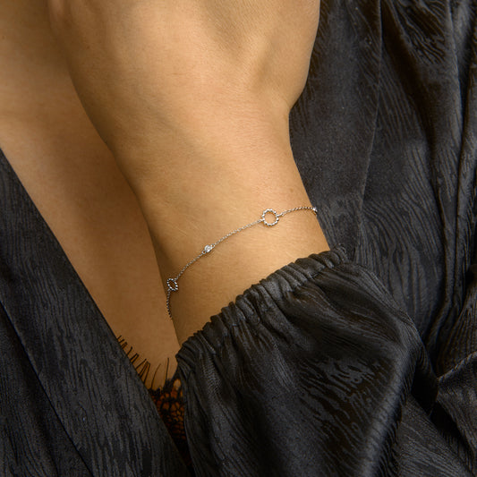 vDam Armband Zirkonia 16cm + 2 Cm Zilver Gerhodineerd 1333530  16cm