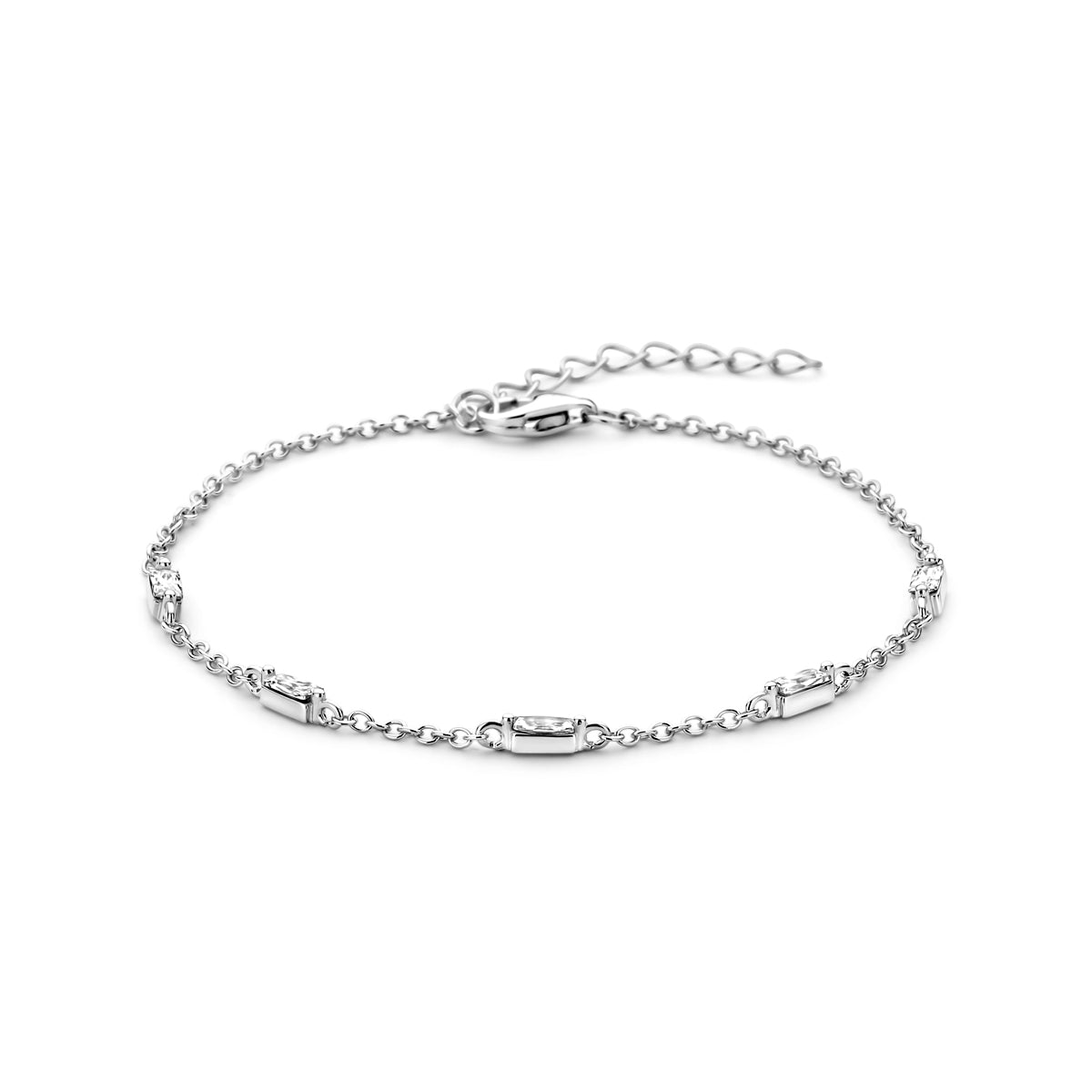 vDam Armband Zirkonia 16 + 3 Cm Zilver Gerhodineerd 1338523