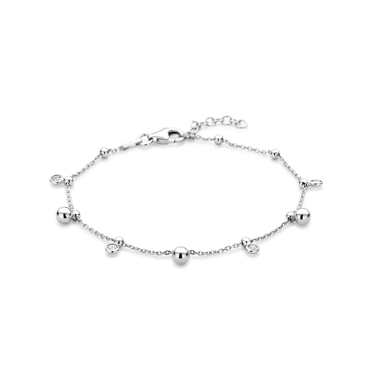 vDam Armband Zirkonia 17 + 2 Cm Zilver Gerhodineerd 1341653