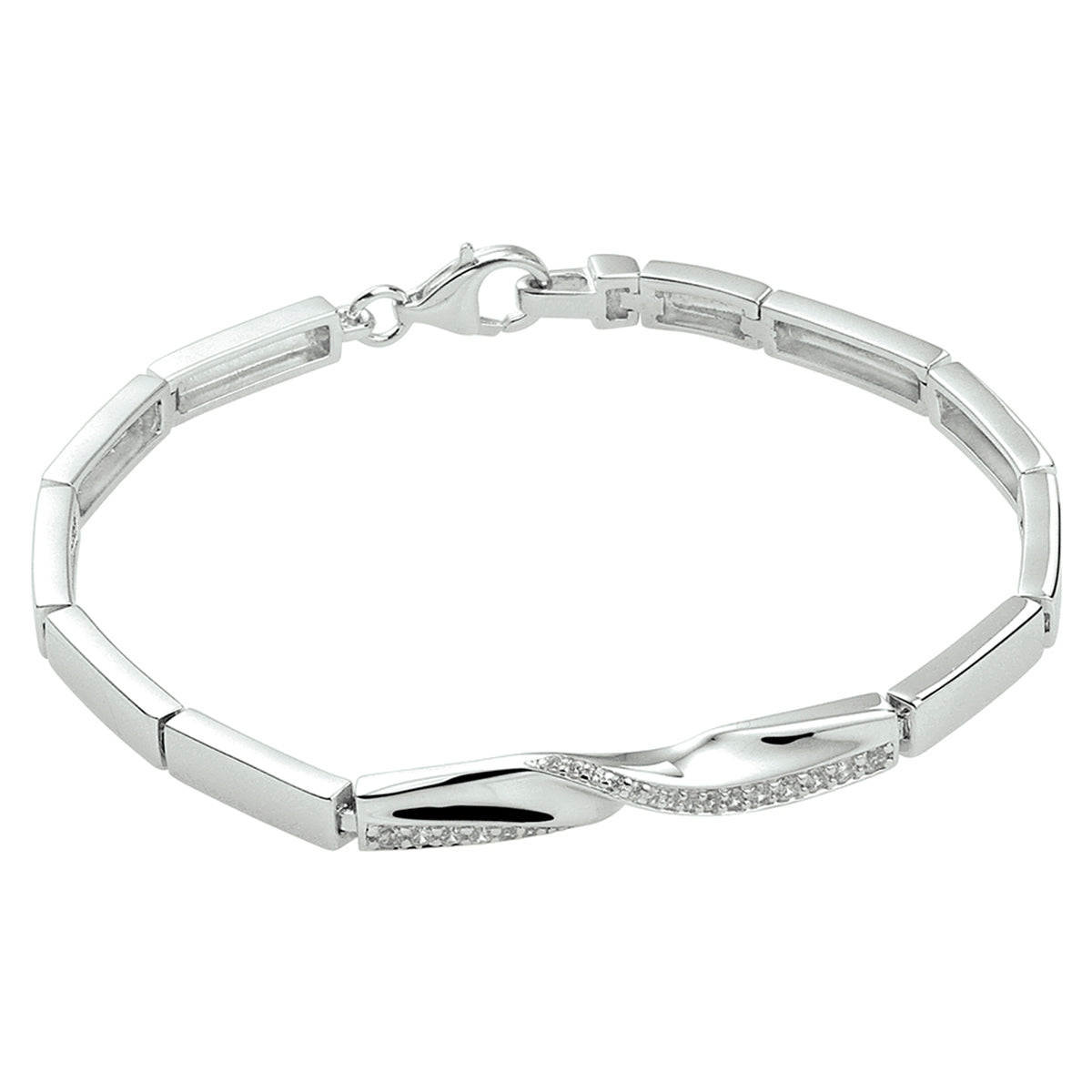 vDam Armband Zirkonia 18,5 Cm Zilver Gerhodineerd 1328258