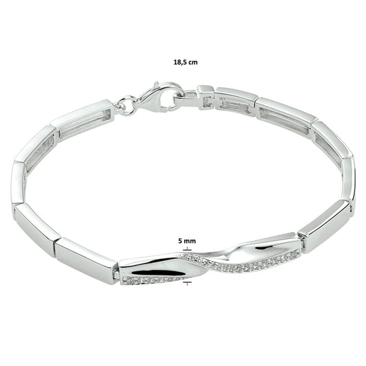 vDam Armband Zirkonia 18,5 Cm Zilver Gerhodineerd 1328258  18.5cm