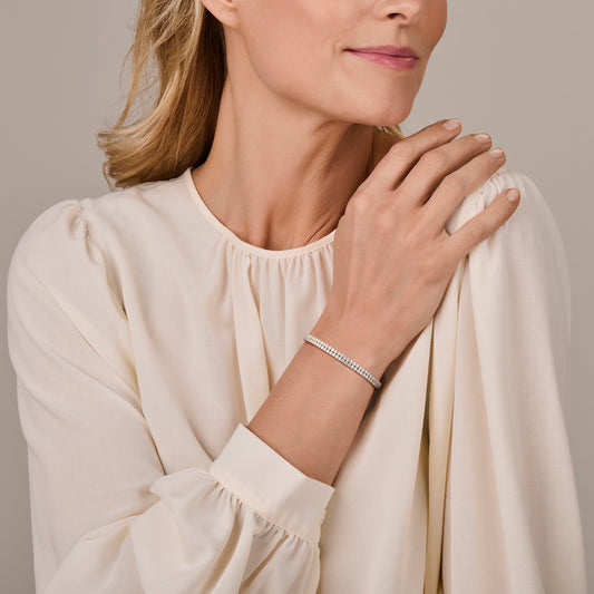 vDam Armband Zirkonia 4,5 Mm 17cm + 3 Cm Zilver Gerhodineerd 1341507  17cm