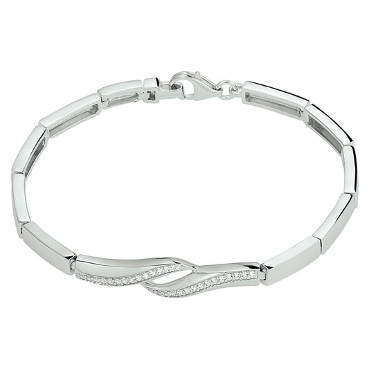 vDam Armband Zirkonia 7 Mm 18,5 Cm Zilver Gerhodineerd 1328184