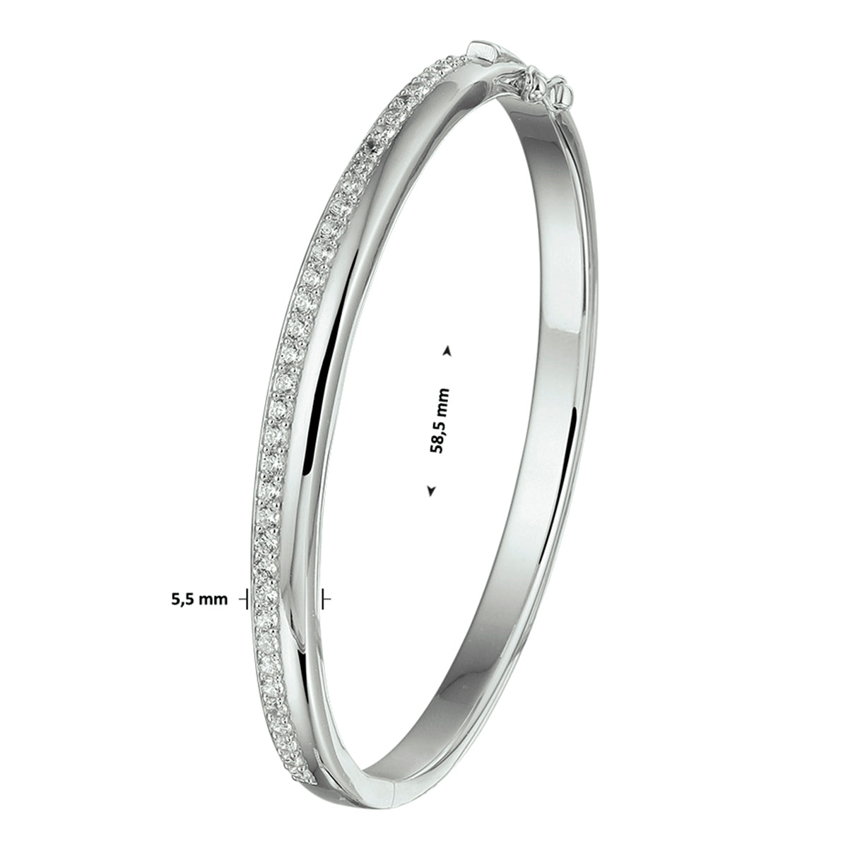 vDam Bangle Scharnier Zirkonia 5,5 X 58,5 Mm Zilver Gerhodineerd 1330151