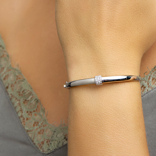 vDam Bangle Scharnier Zirkonia 7,5 X 60 Mm Zilver Gerhodineerd 1332095