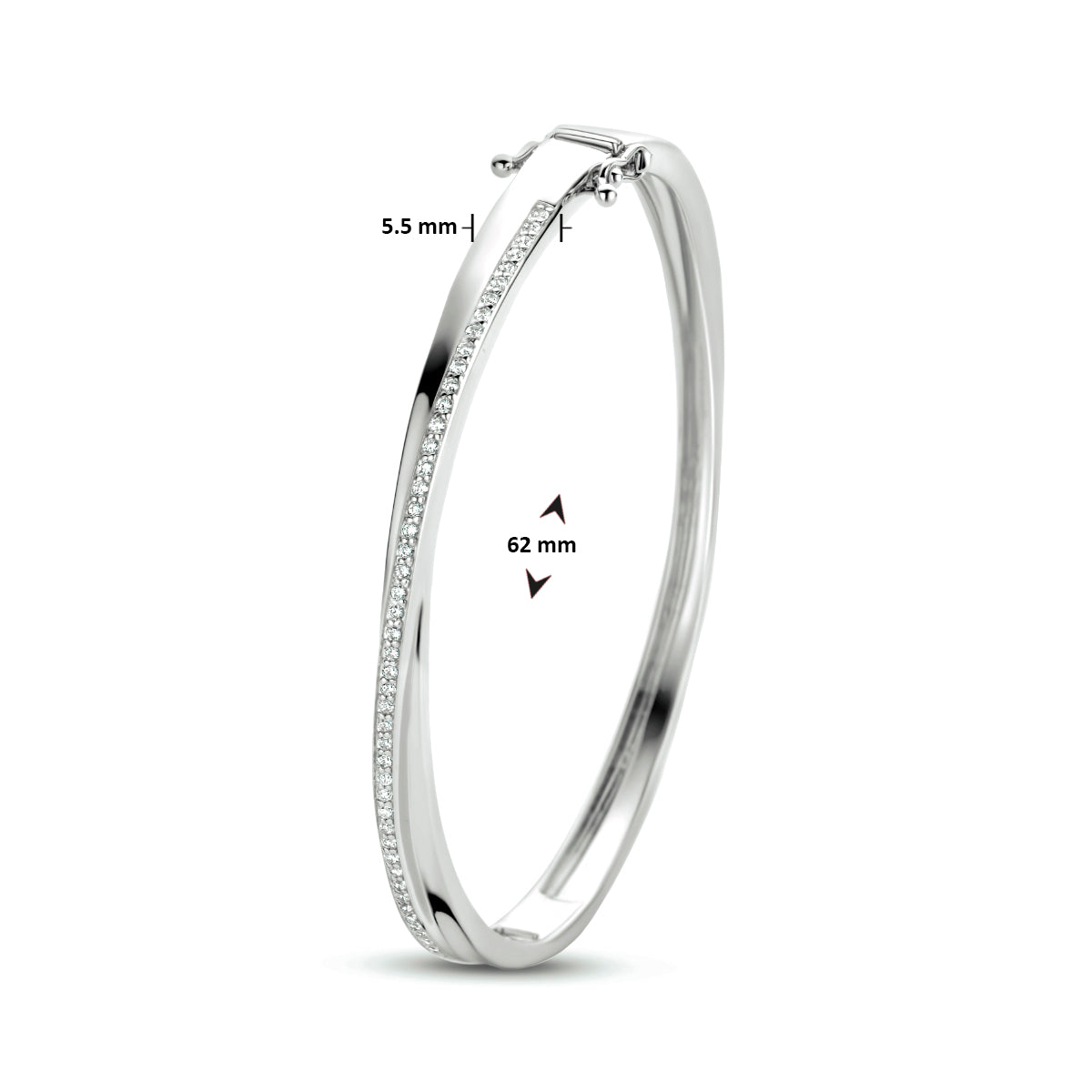 vDam Bangle Zirkonia 5,5 X 62 Mm Zilver Gerhodineerd 1334809
