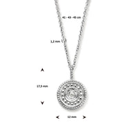 vDam Bewerkt Ketting Met Zirkonia 41cm - 43 - 45 Cm Zilver Gerhodineerd 1336183  41cm