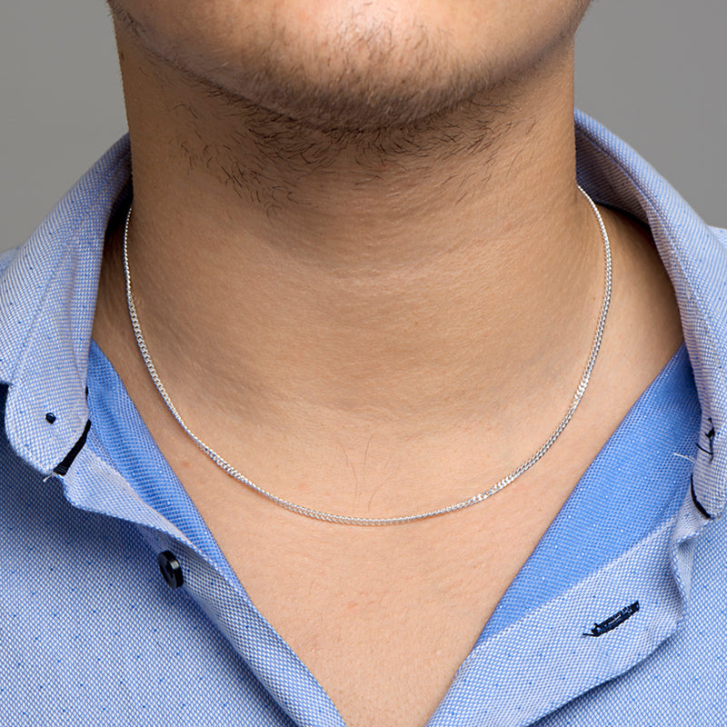 vDam Ketting Gourmette 4-zijdes Geslepen 2,4 Mm Zilver Wit 1002018  50cm