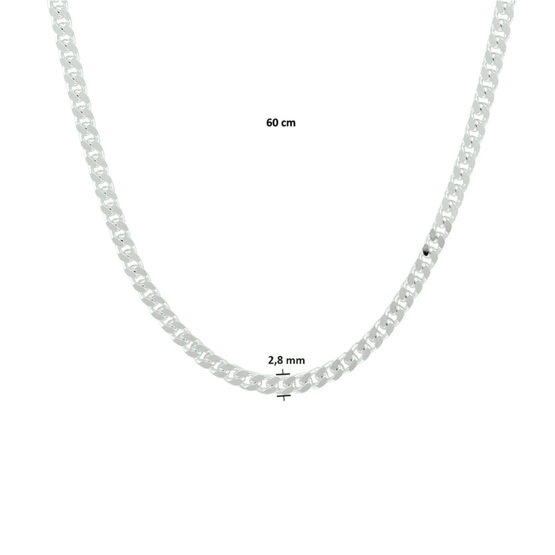 vDam Ketting Gourmette 6-zijdes Geslepen 2,8 Mm Zilver Wit 1021717  60cm