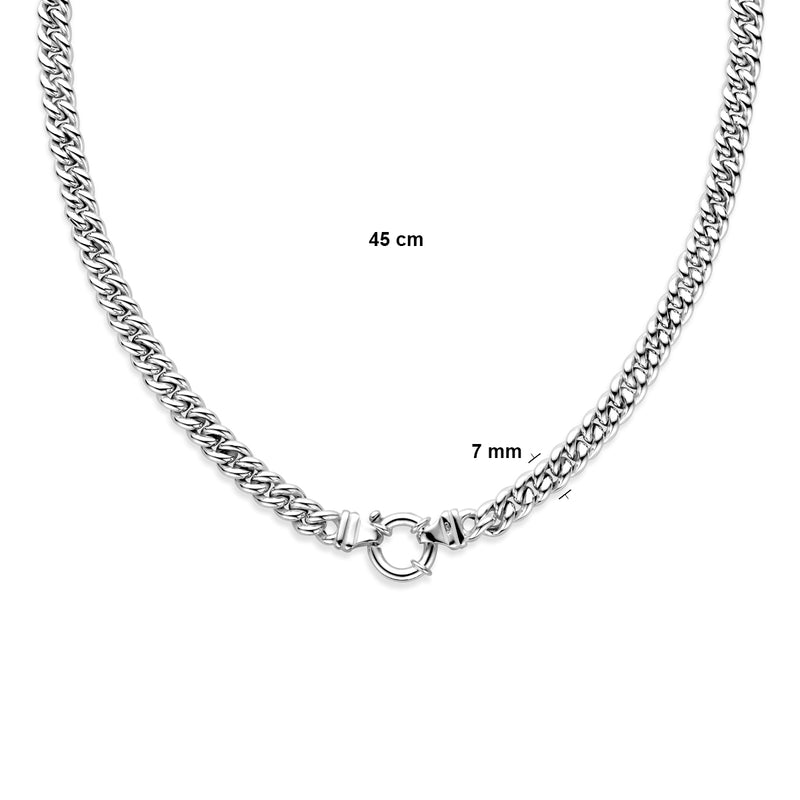 vDam Ketting Gourmette 7 Mm 45 Cm Met Groot Springslot Zilver Wit 1017025