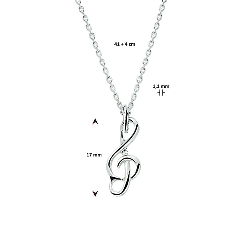 vDam Ketting Hanger G-sleutel 41cm + 4 Cm Zilver Wit 1020358  41cm