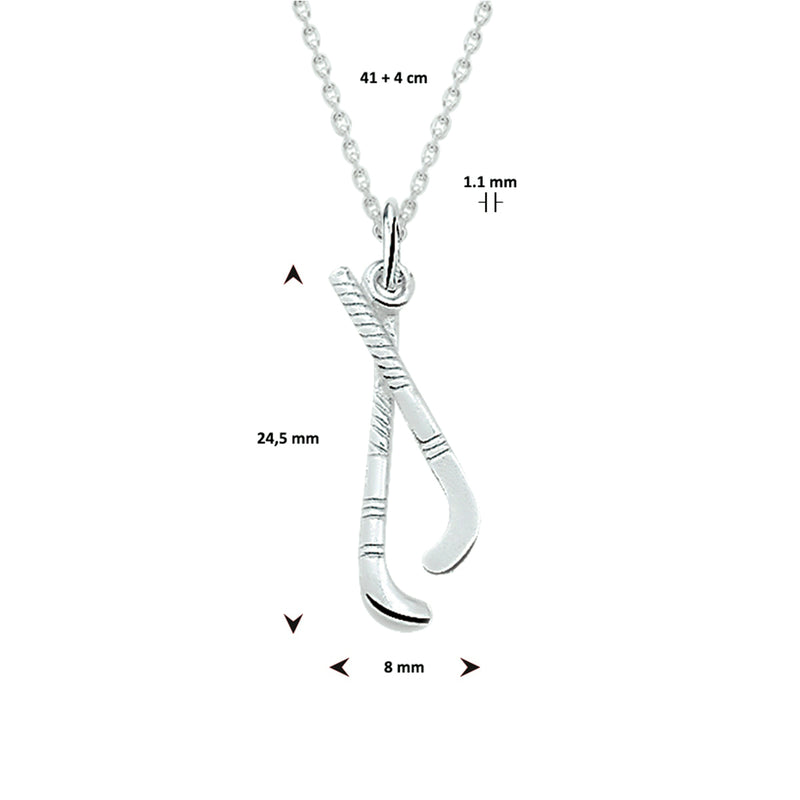 vDam Ketting Hanger Hockey 41cm + 4 Cm Zilver Wit 1020357  41cm
