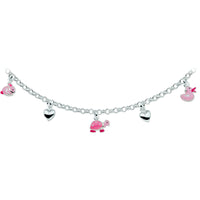 vDam Ketting Hart En Dieren 36 + 2 Cm Zilver Wit 1016835