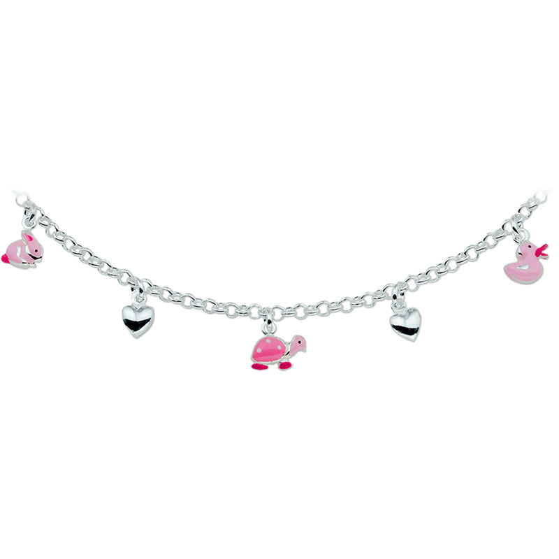 vDam Ketting Hart En Dieren 36 + 2 Cm Zilver Wit 1016835