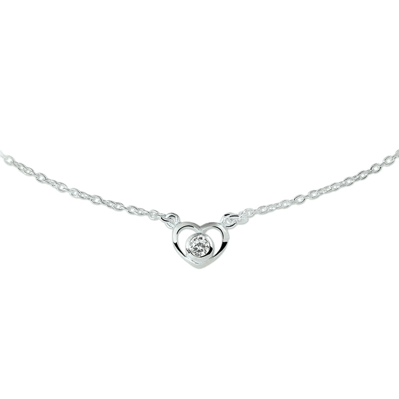 vDam Ketting Hart En Zirkonia 36 - 38 Cm Zilver Wit 1018718