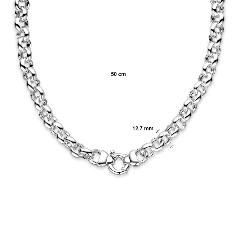 vDam Ketting Jasseron 12,5 Mm Met Groot Springslot Zilver Wit 1015968  50cm