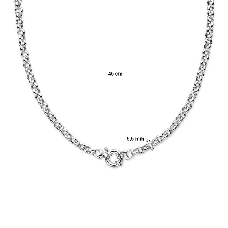 vDam Ketting Jasseron 5,5 Mm Met Groot Springslot Zilver Wit 1018698  45cm