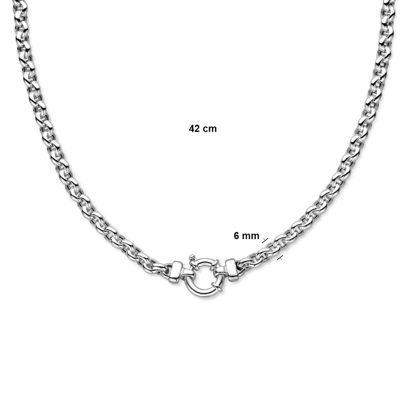 vDam Ketting Jasseron 6 Mm Met Groot Springslot Zilver Wit 1017489  42cm
