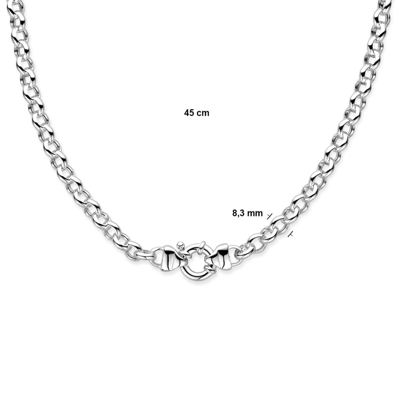 vDam Ketting Jasseron 8,3 Mm Met Groot Springslot Zilver Wit 1015931  45cm