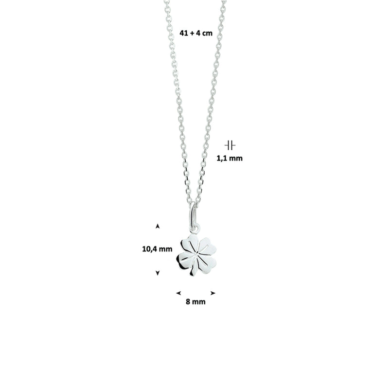 vDam Ketting Klaver 41cm + 4 Cm Zilver Wit 1020996  41cm