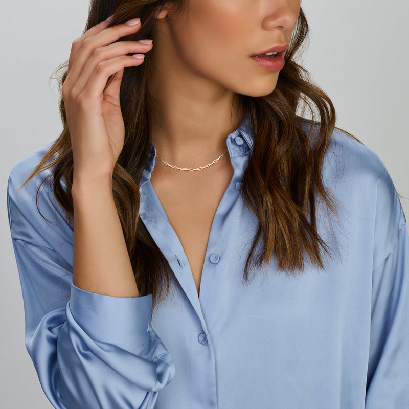 vDam Ketting Paperclip Platte Buis 2,2 Mm Zilver Wit 1021753  36cm