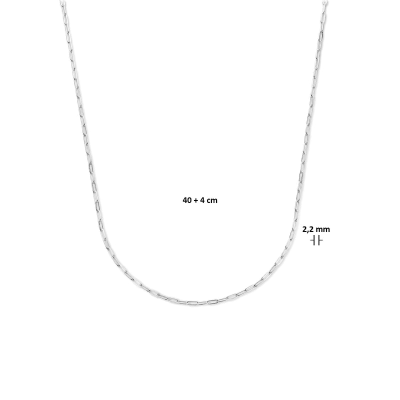 vDam Ketting Paperclip Platte Buis 2,2 Mm Zilver Wit 1021754  40cm