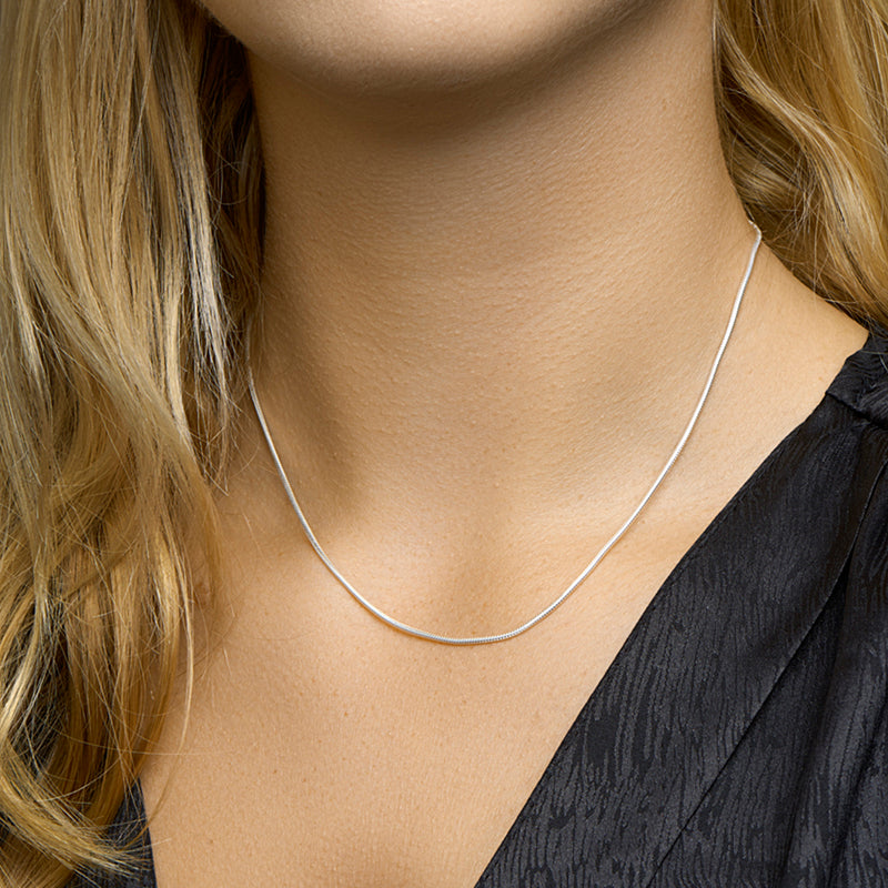 vDam Ketting Slang Rond 1,4 Mm Zilver Wit 1017068  40cm