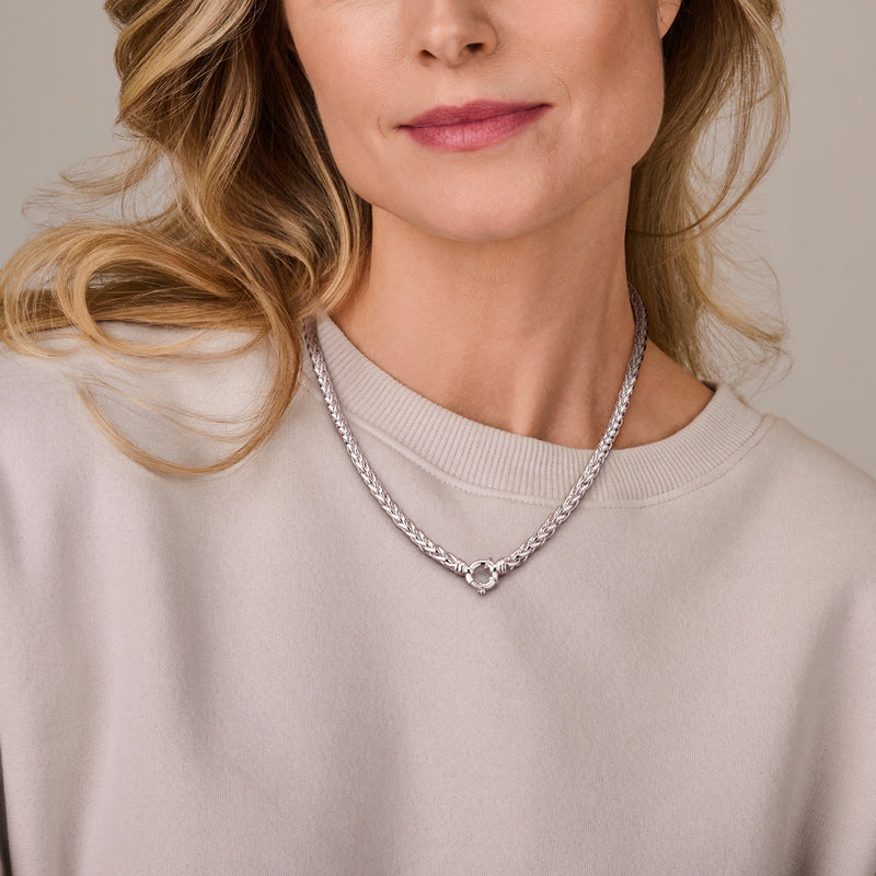 vDam Ketting Vossestaart 6,5 Mm Met Groot Springslot Zilver Wit 1019857