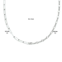 vDam Combi-collier 3,8 Mm 41cm + 4 Cm Zilver Gerhodineerd 1333991  41cm